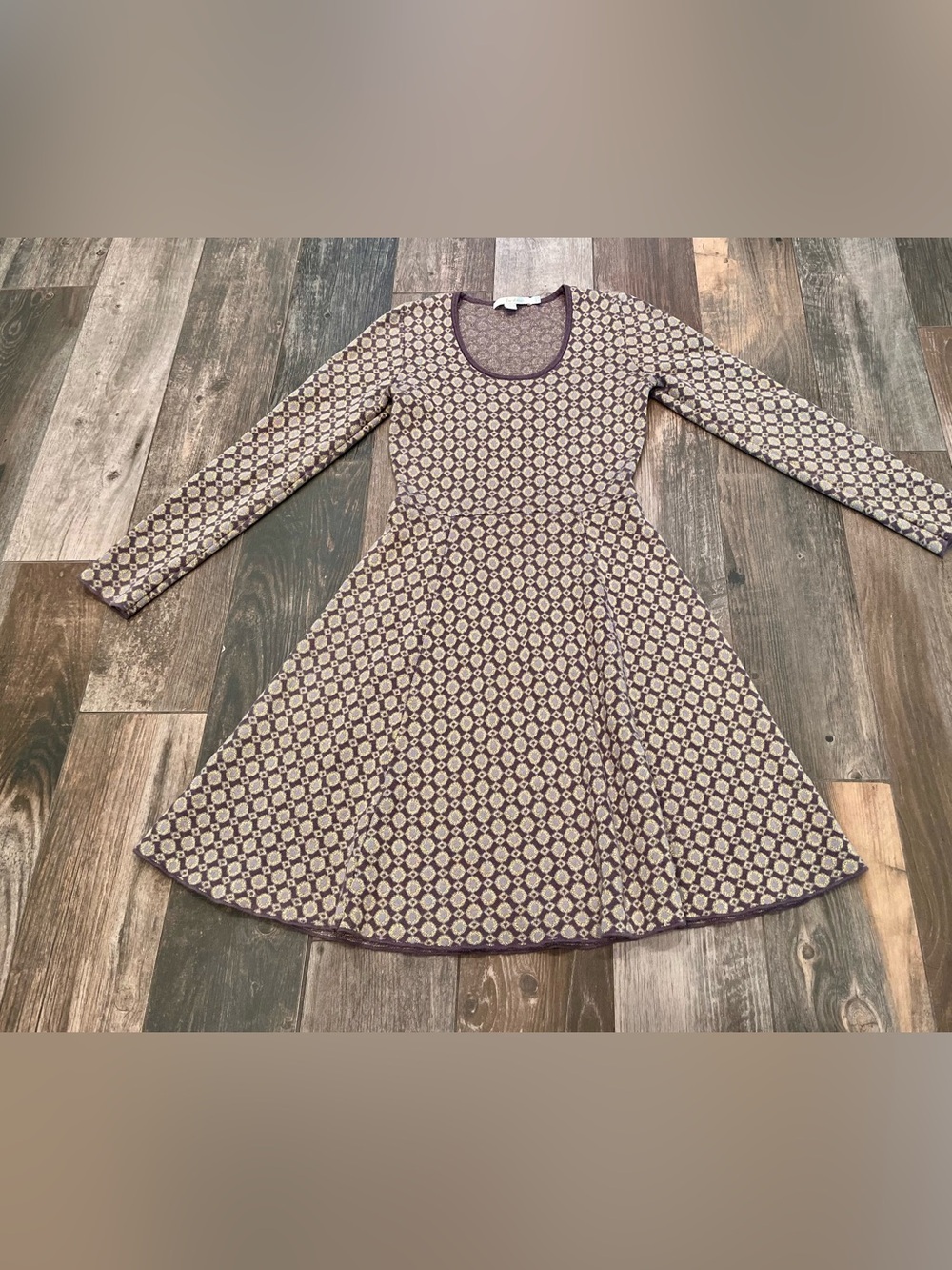 Boden UK 6R US 2R Fit & Flare Shimmer Metallic Sweater Skater Dress Crew Neck